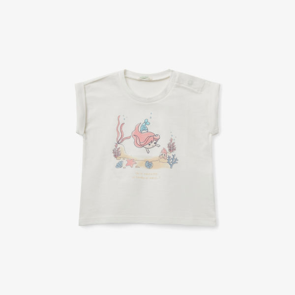 

Футболка хлопковая без рукавов с принтом Graphic-Print Benetton, белый