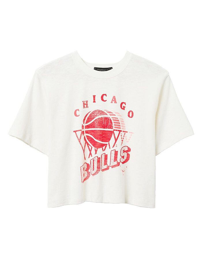 

Женская футболка NBA Chicago Bulls с коротким рукавом и воротником-стойкой Junk Food Clothing, белый