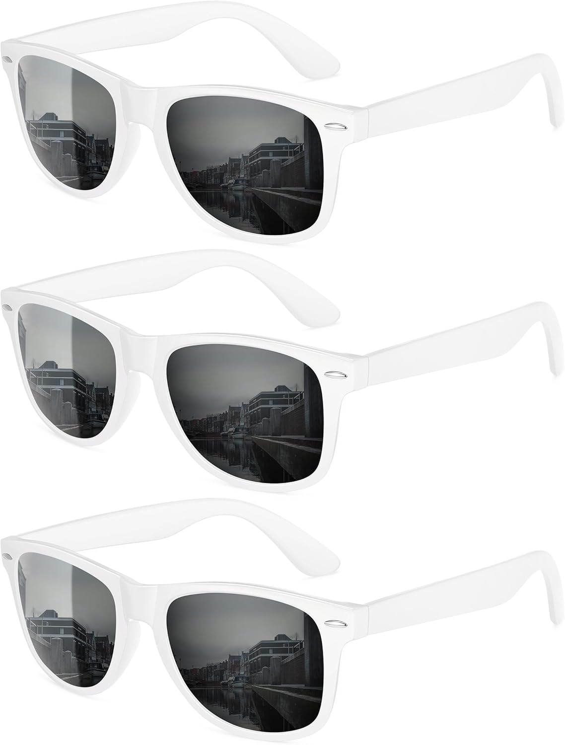 

Поляризованные солнцезащитные очки MEETSUN для женщин и мужчин, классические ретро-стиль, модные очки для вождения, защита UV400 (3 шт.), (3 Pack) White Frame/Grey Lens