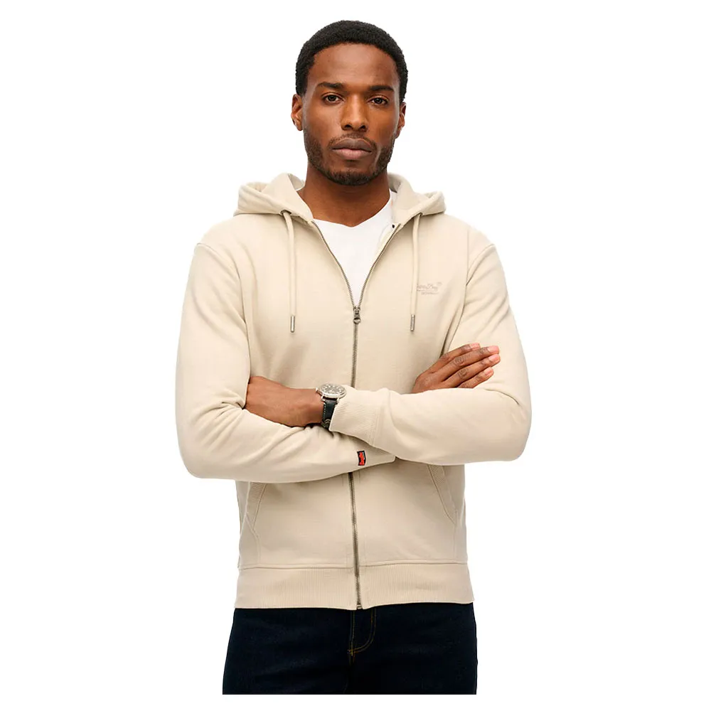 

Толстовка Superdry Essentials Logo full zip, бежевый
