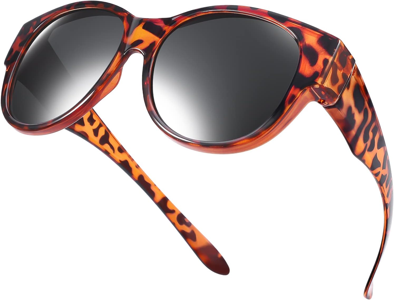 

Поляризованные солнцезащитные очки Br'Guras увеличенного размера, надеваемые поверх обычных очков, для женщин и мужчин. Носятся поверх обычных очков, Sg01-amber Leopard-black/Non-mirrored