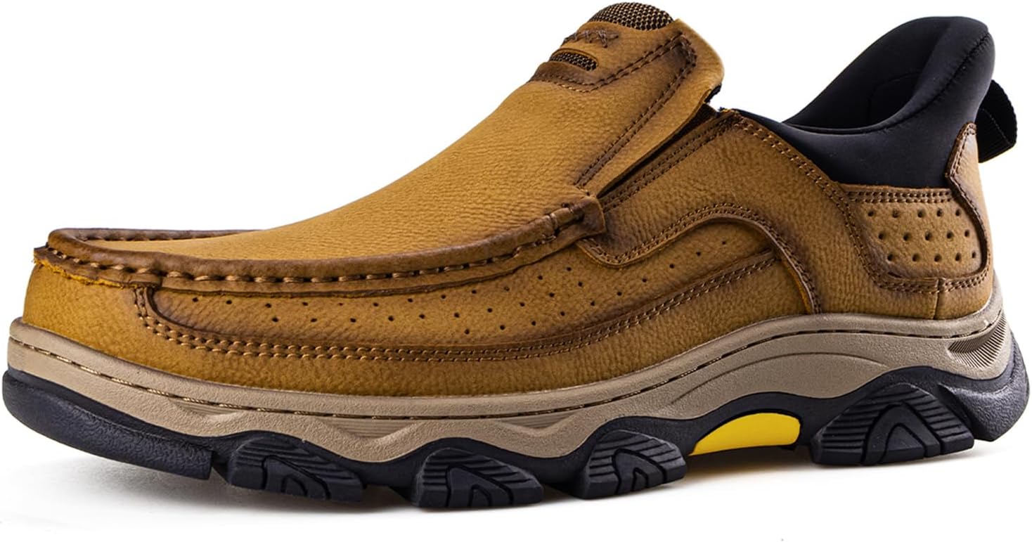 

Мужские кожаные лоферы UPIShi без шнурков, удобные для ходьбы, офисные, повседневные, легкие с мягкой подошвой, песочный