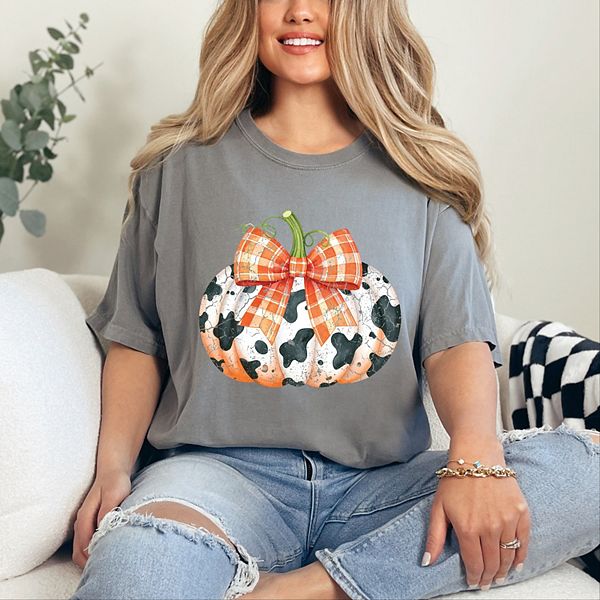 

Футболка Cow pumpkin coquette distressed Simply Sage Market, Grey