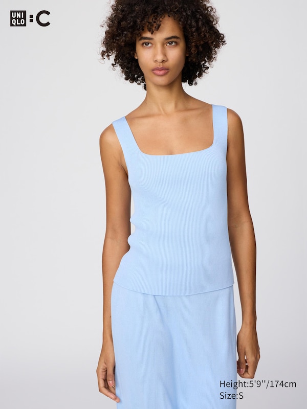 

Бесшовный рифленый 3D-топ с квадратным вырезом Uniqlo, 61 blue