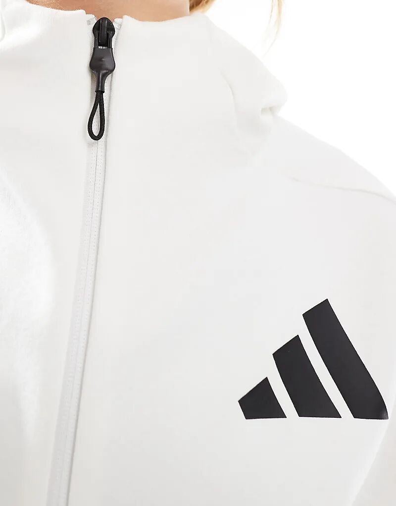 Толстовка adidas Originals ZNE премиум-класса с молнией по всей длине, белого цвета Adidas Performance — фото 3