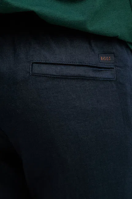 Брюки из льна BOSS Orange, синий — фото 4
