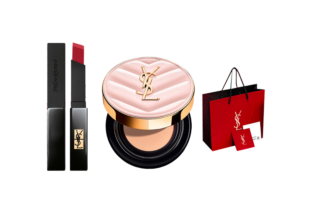 SAINT LAURENT Набор для макияжа Small Black Bar Leather Air Cushion, легко растушевывается, 2 предмета — фото 2