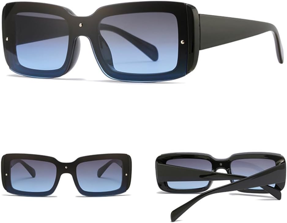 

Винтажные солнцезащитные очки для женщин, маленькая прямоугольная оправа, мужские солнцезащитные очки с 1 линзой, защита от ультрафиолета UV400 LANGSER, Black Grey Blue