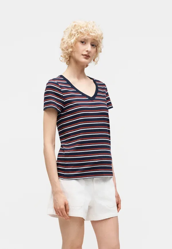 Футболка с полосатым принтом Gap, navy/red, синий/красный