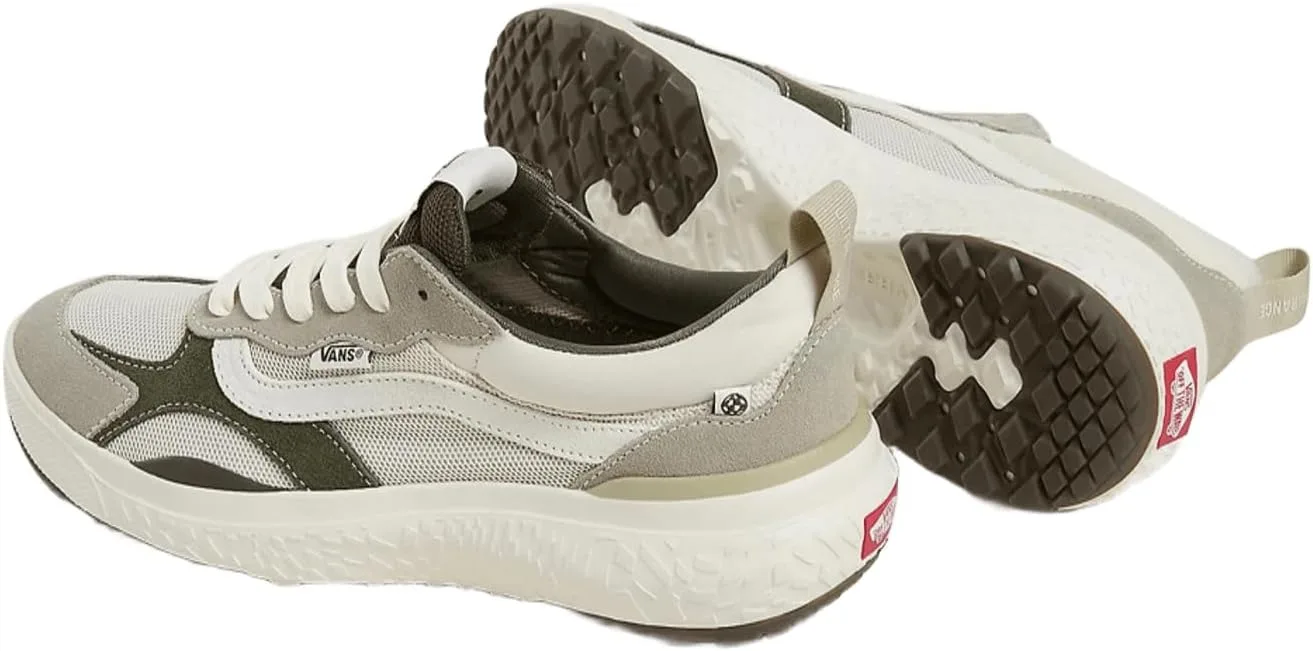 Спортивные кроссовки Vans Ultralight, ретро-дизайн, белые и оливково-зеленые — фото 3