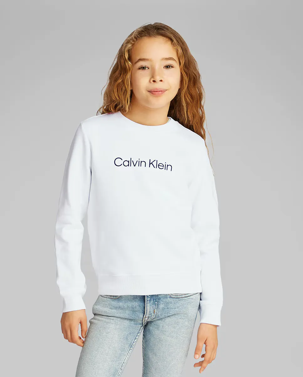 

Детская толстовка с круглым вырезом и логотипом Calvin Klein, белый