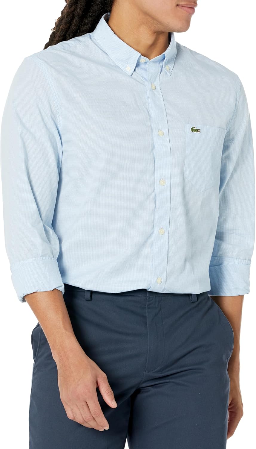 

Мужская рубашка Lacoste с длинным рукавом, классический крой, в клетку, на пуговицах, Blanc/Panorama