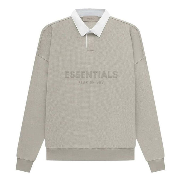 

Рубашка поло ss23 waffle henley rugby seal logo polo 'grey' Fear Of God Essentials, серый