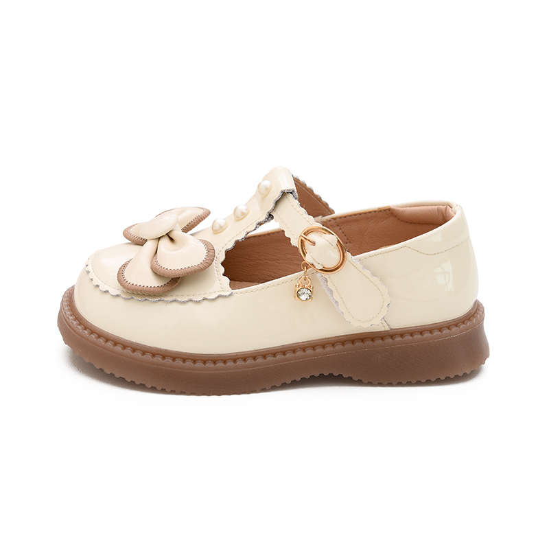 

Нескользящие, амортизирующие, легкие, низкие детские кожаные туфли для детей Budding, экрю