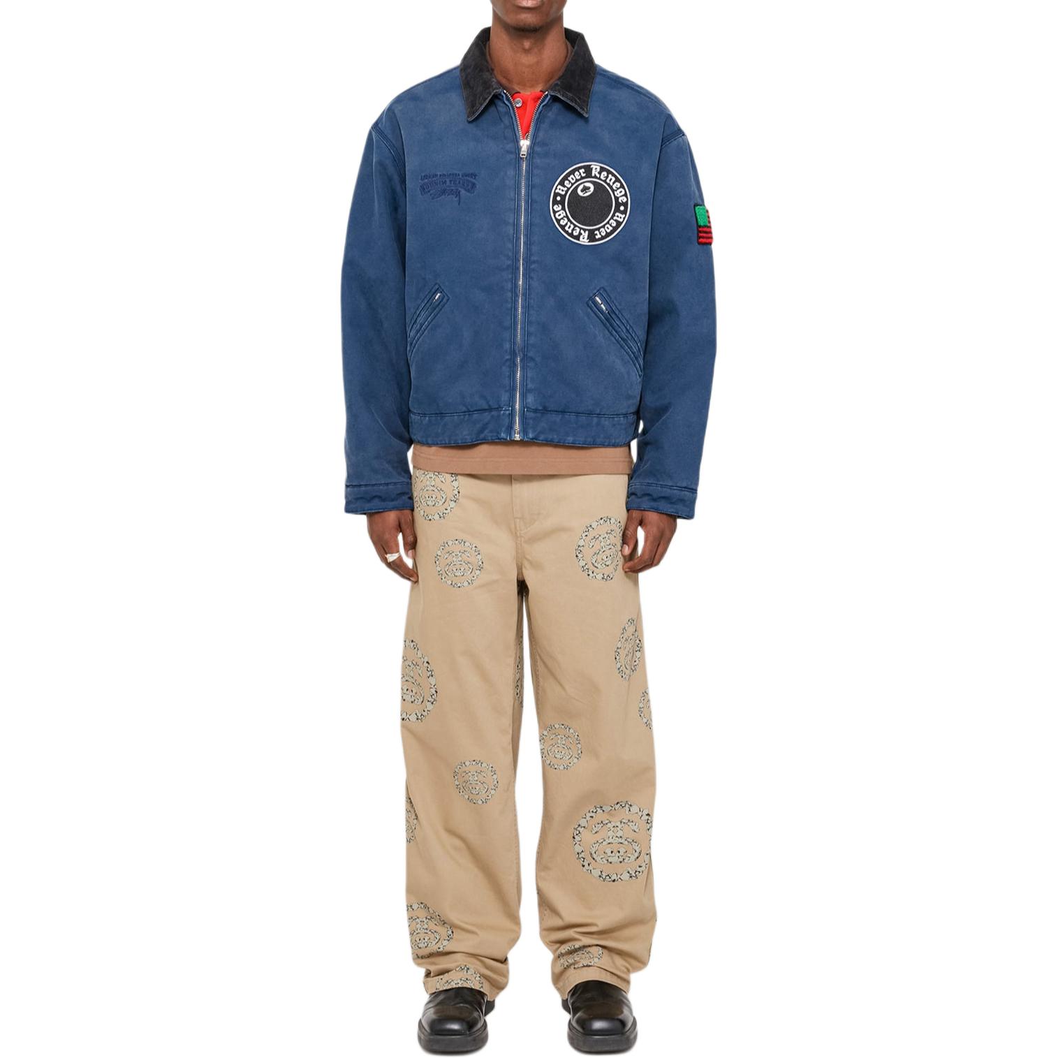 Stussy Джинсовая слеза и никогда не отступай холщовая рабочая куртка, Marine Blue — фото 4