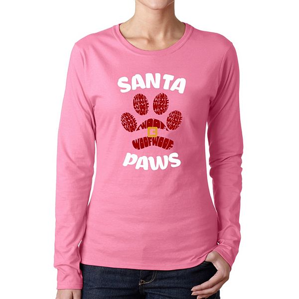 

Футболка с длинным рукавом Santa Paws для женщин La Pop Art, Pink