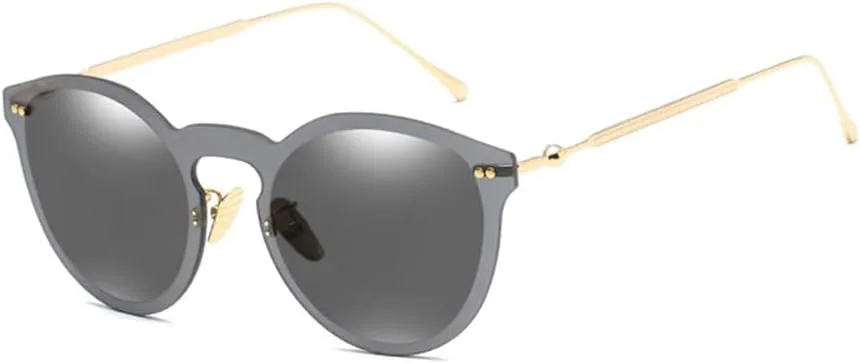 

Женские солнцезащитные очки без оправы, круглые, в ретро-стиле, с градиентной металлической оправой, мужские очки с защитой от УФ-излучения UV400 HDUBFY, 1