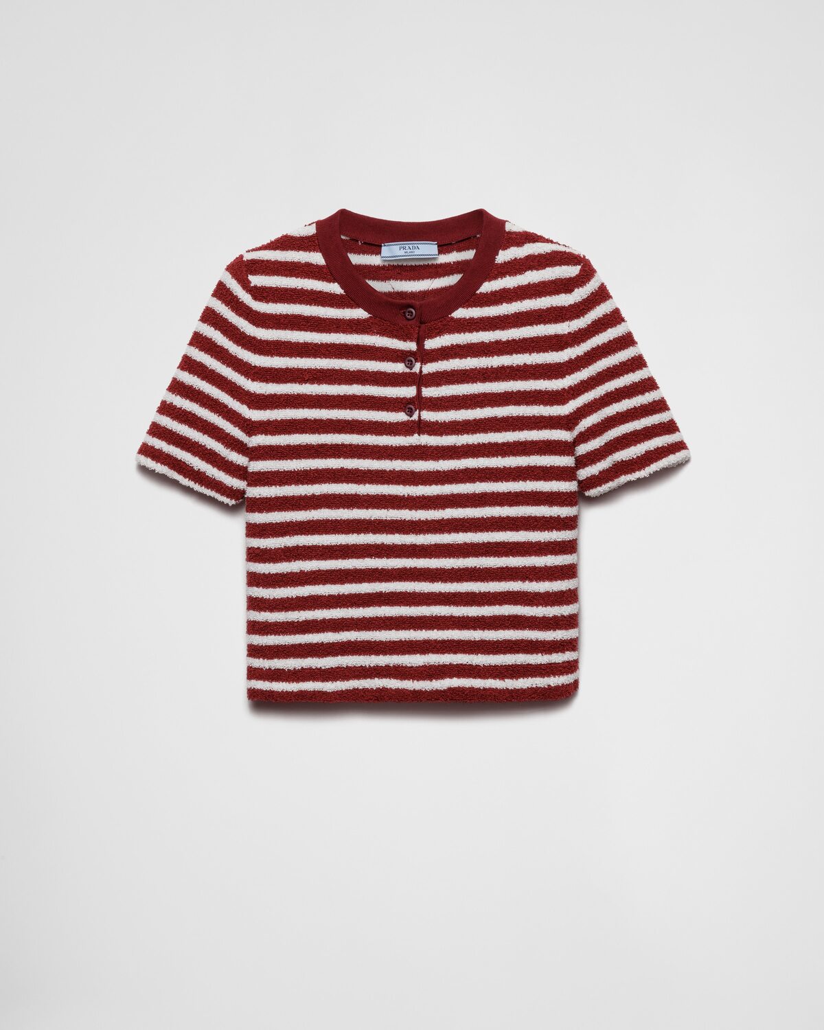 

Свитер из хлопкового букле с круглым вырезом Prada, красный