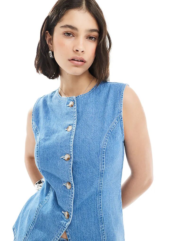 

Жилет ASOS DESIGN с круглым вырезом, цвет светлый, средне-бежевый