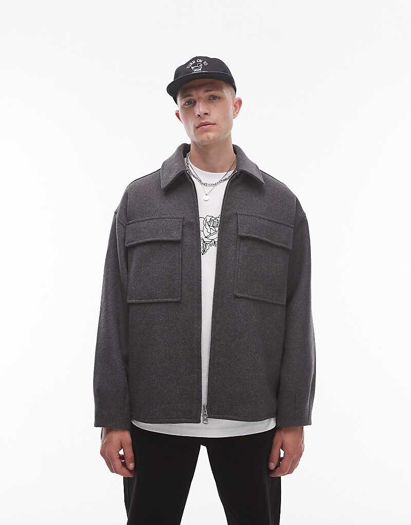 

Серая двусторонняя куртка-рубашка Topman