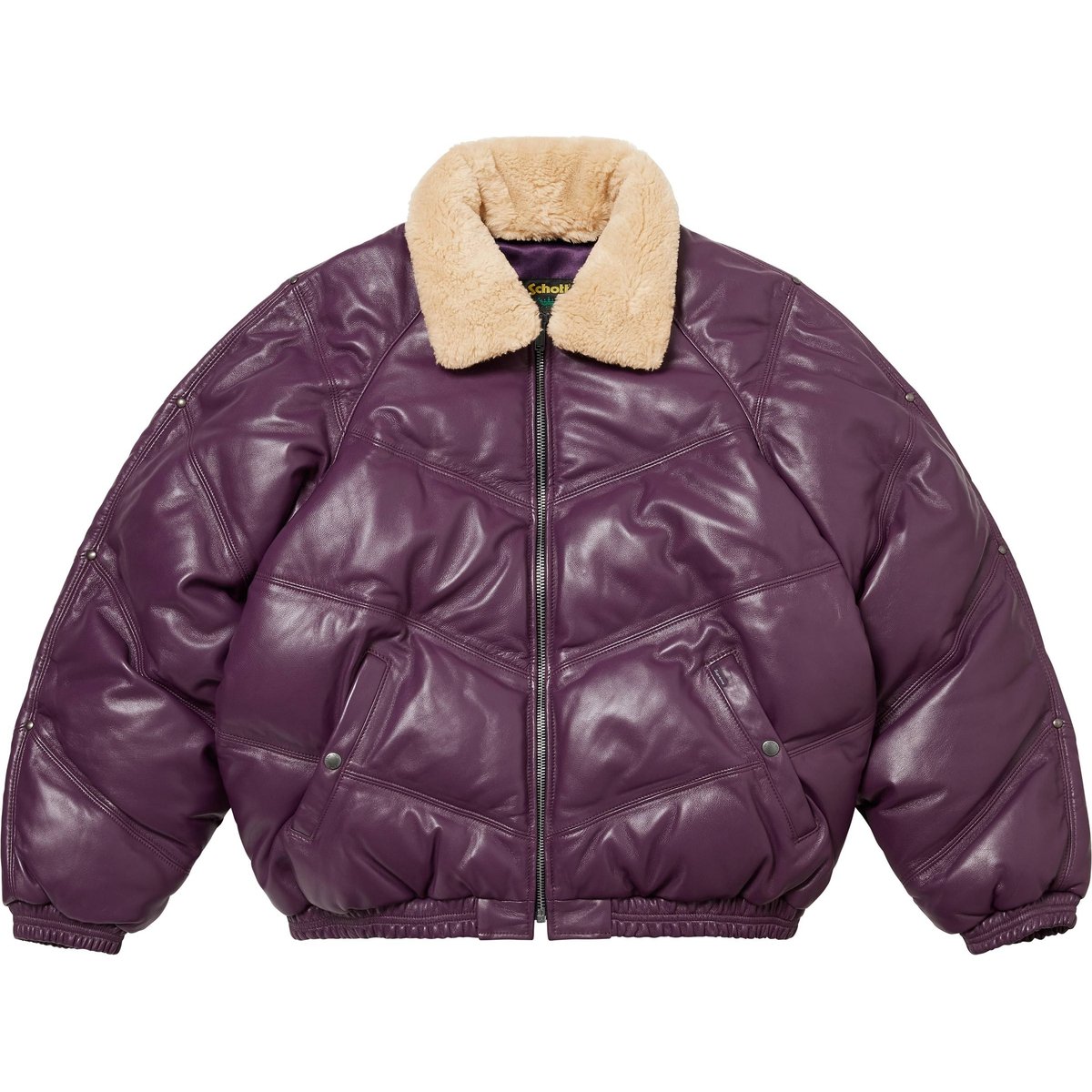 

Supreme Кожаная пуховая куртка с шевроном, Purple/Purple
