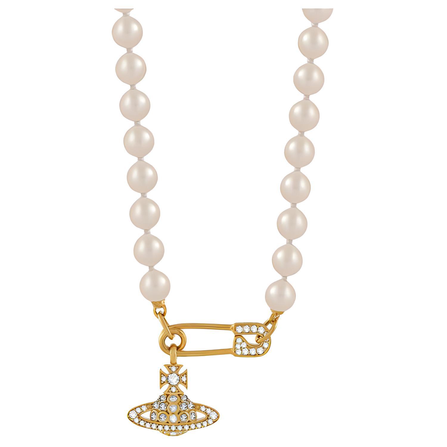 

Орбитальная английская булавка с жемчужным ожерельем Vivienne Westwood