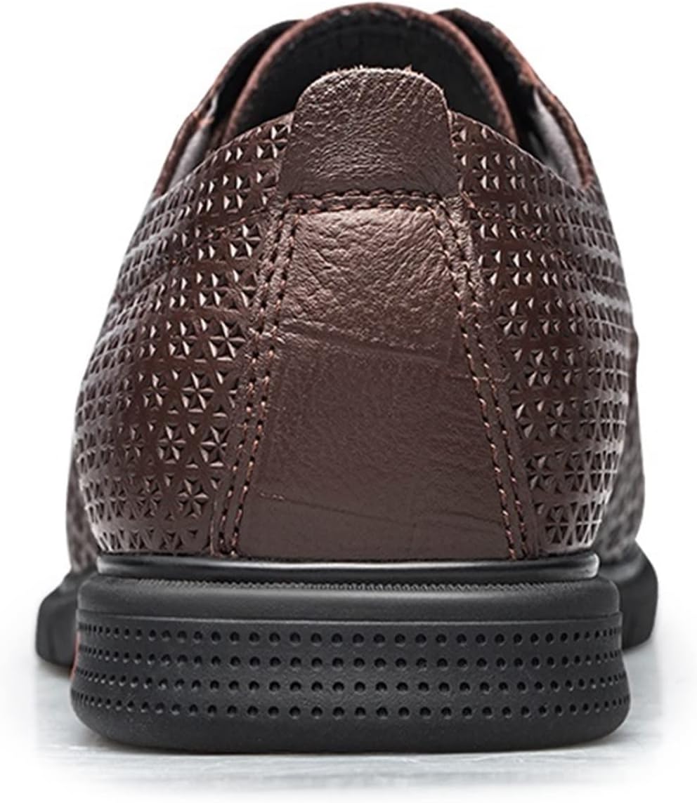 Мужские оксфорды с шнуровкой, цветочный узор, круглый носок, дерби, кожаные, противоскользящие, с устойчивым каблуком, для вечеринок Xjsdjhount, коричневый — фото 2