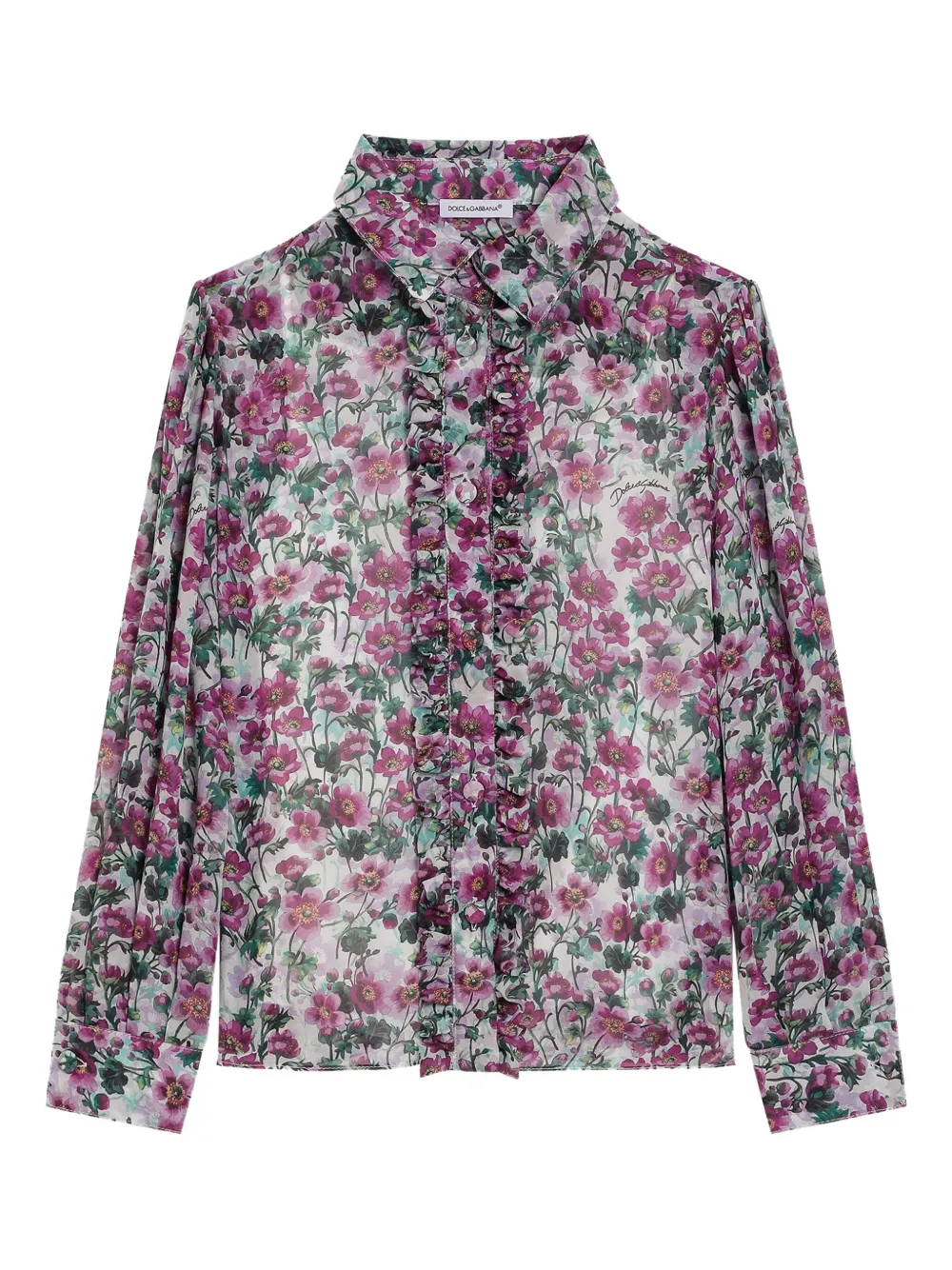 

Блузка с оборками и цветочным принтом Dolce & Gabbana Kids, розовый