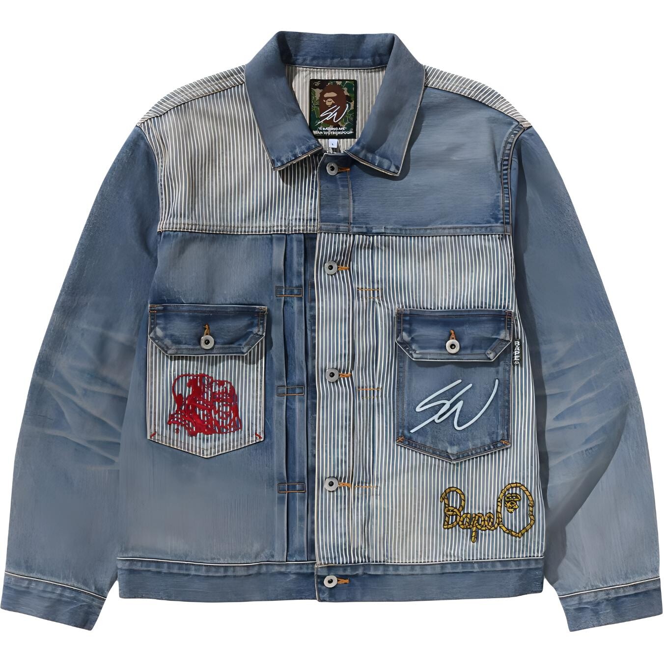 

Джинсовая куртка от Sean Wotherspoon Co-brand, цвет унисекс, синяя A Bathing Ape, синий