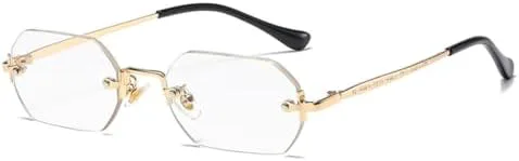 

Солнцезащитные очки без оправы, прямоугольной формы, маленькие, мужские и женские, металлические, золотистые, многоугольные, синие, UV400, без оправы MTZJH, 8