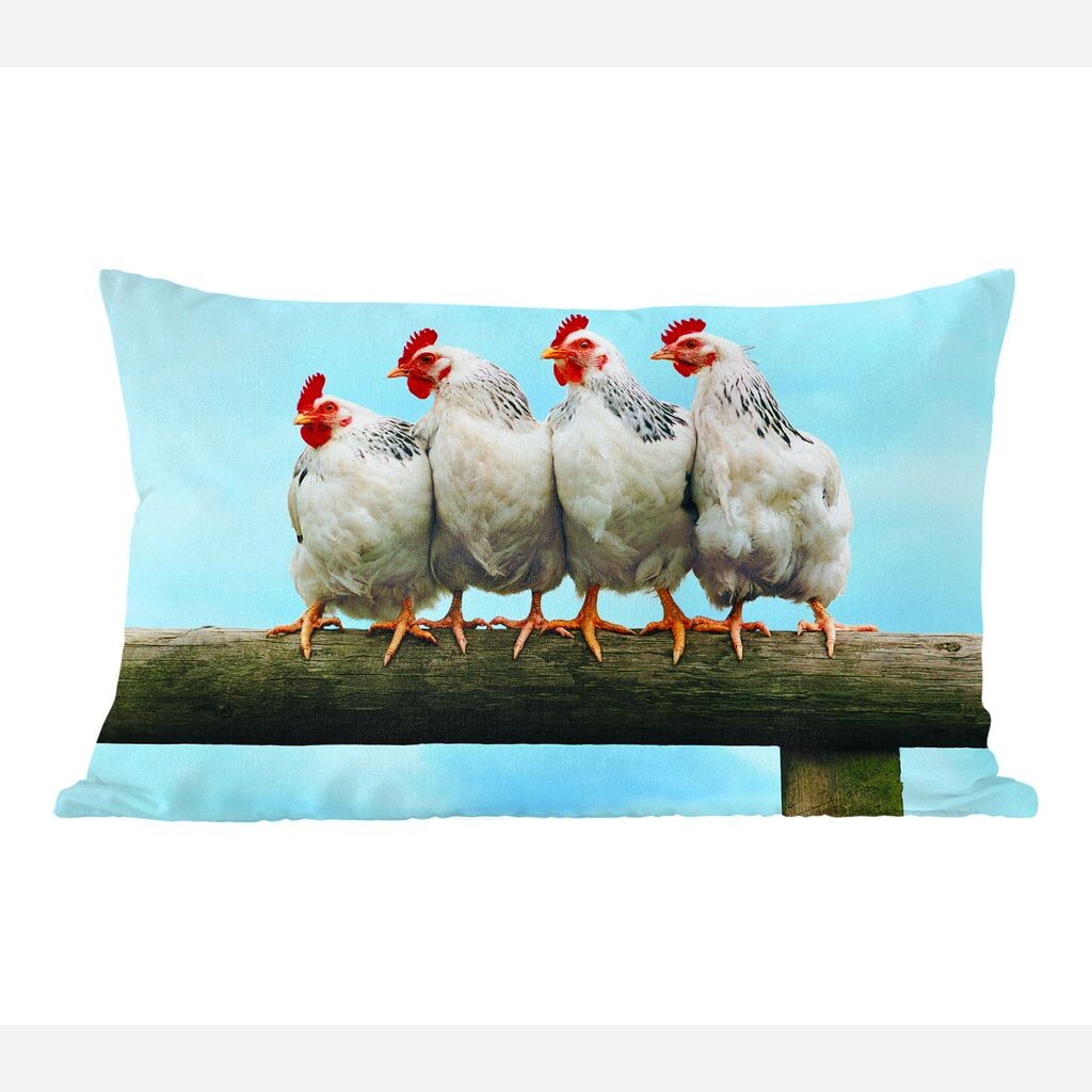 

MuchoWow Chicken - Насест из четырех цыплят - 60x40 см - Чехлы на подушки - Декоративные чехлы на подушки - Декоративные чехлы на подушки