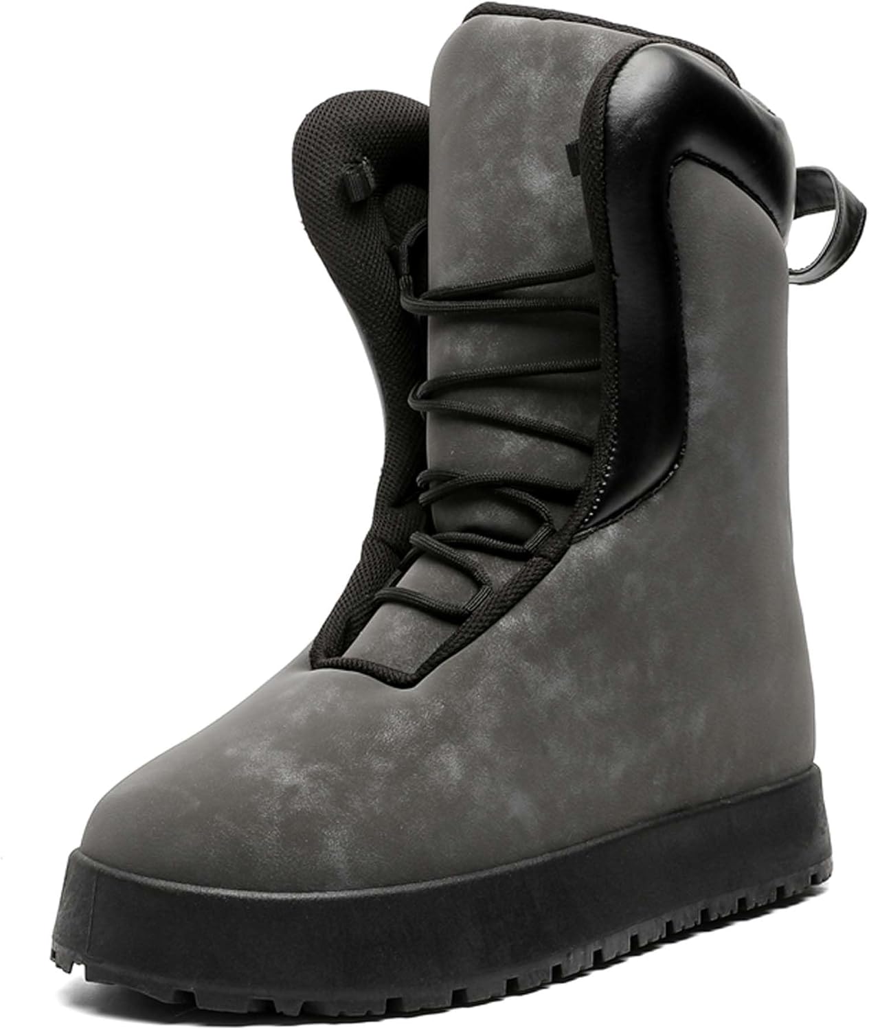 

Мужские большие желтые ботинки - повседневные зимние ботинки для снега - черные кожаные ботинки на шнуровке с платформой и закругленным носком - зима Generic