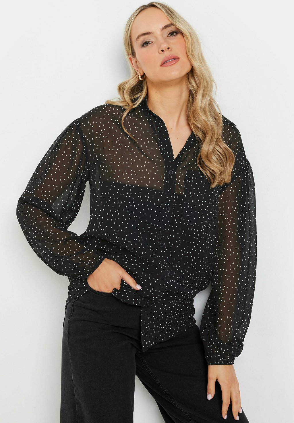 

Блузка на пуговицах SHEER SPOT Long Tall Sally, черный