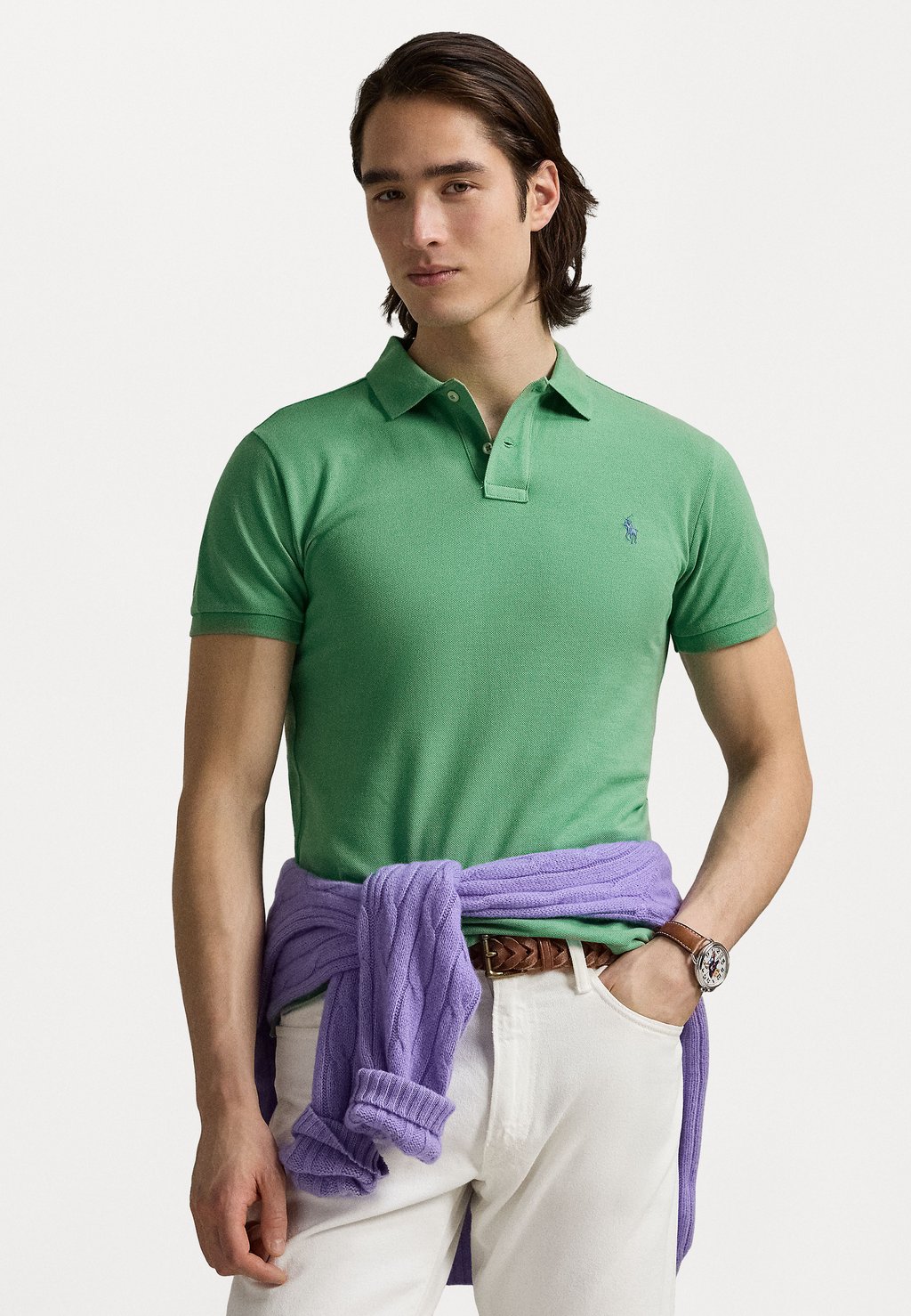 

Поло SLIM FIT MESH POLO SHIRT Polo Ralph Lauren, зеленый