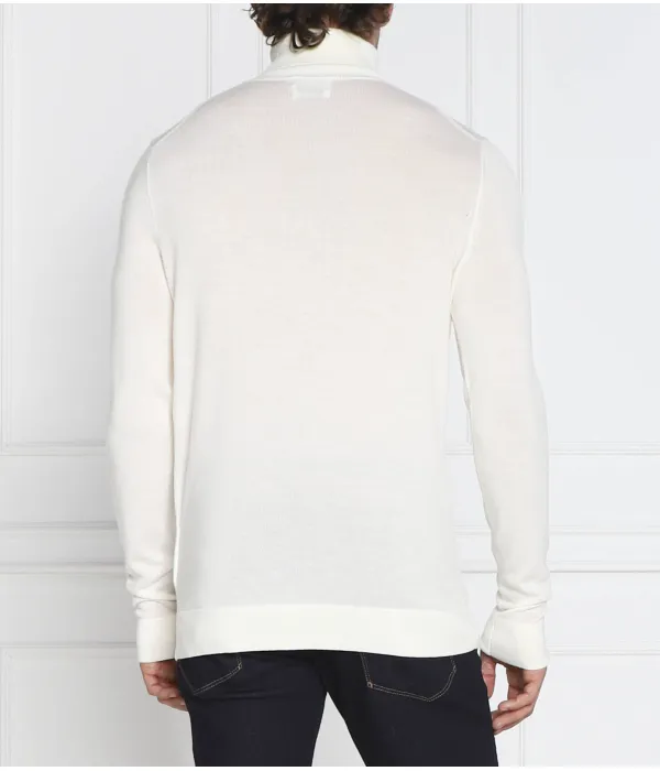 Шерстяная водолазка Slim fit Calvin Klein, белый — фото 4