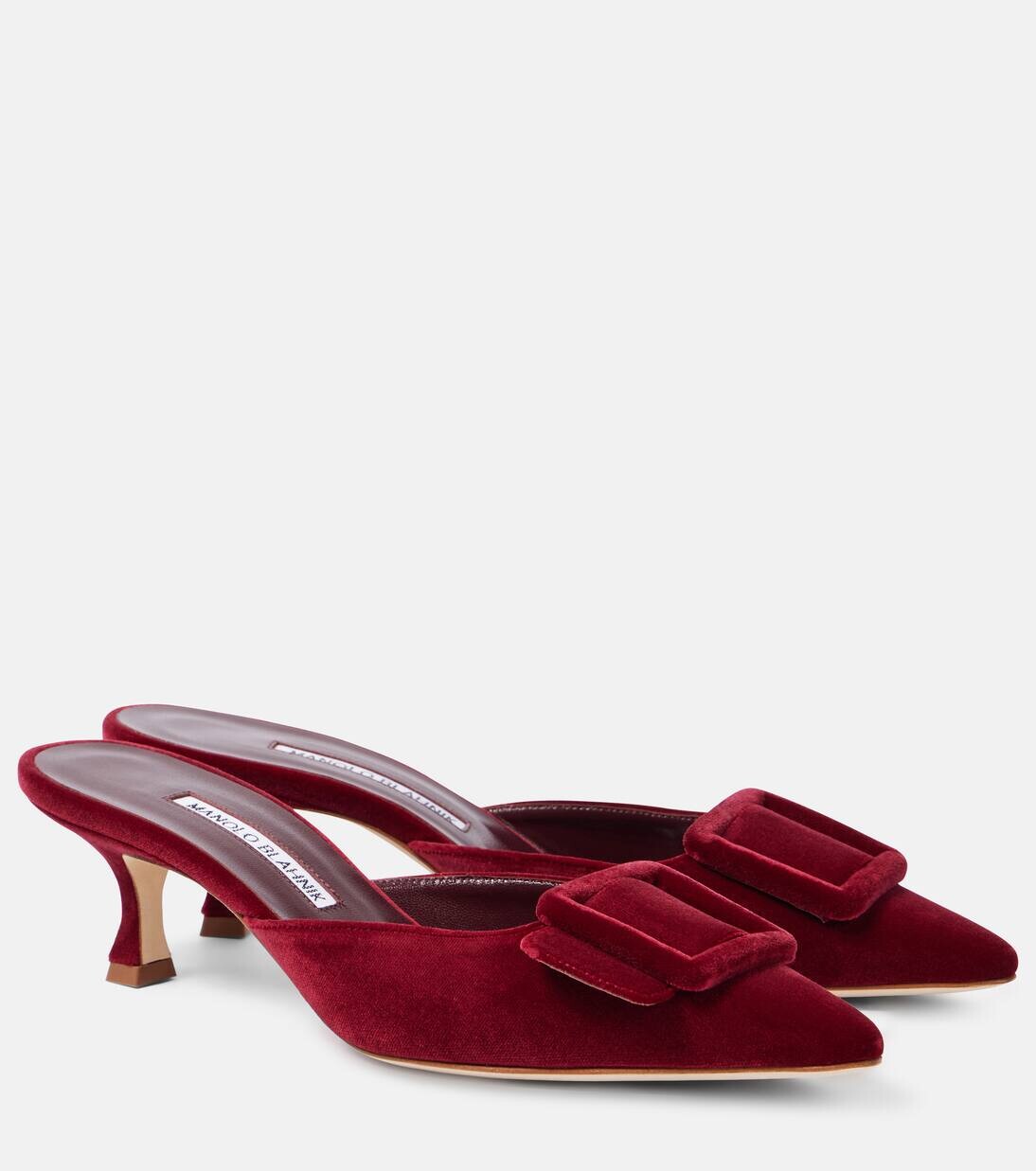 Мюли Maysale 50 бархатные Manolo Blahnik, цвет 6037 dred