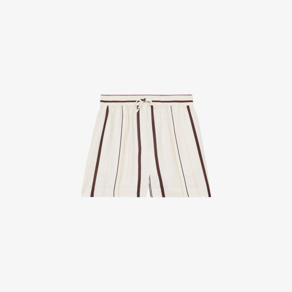 

Полосатые шорты из ткани с завязками на талии Reiss, белый