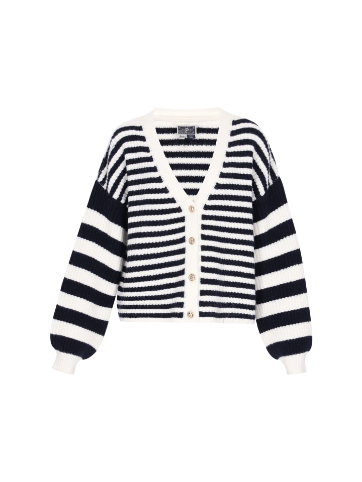 

Женский кардиган темно-синего цвета с оттенком белого DreiMaster Maritim