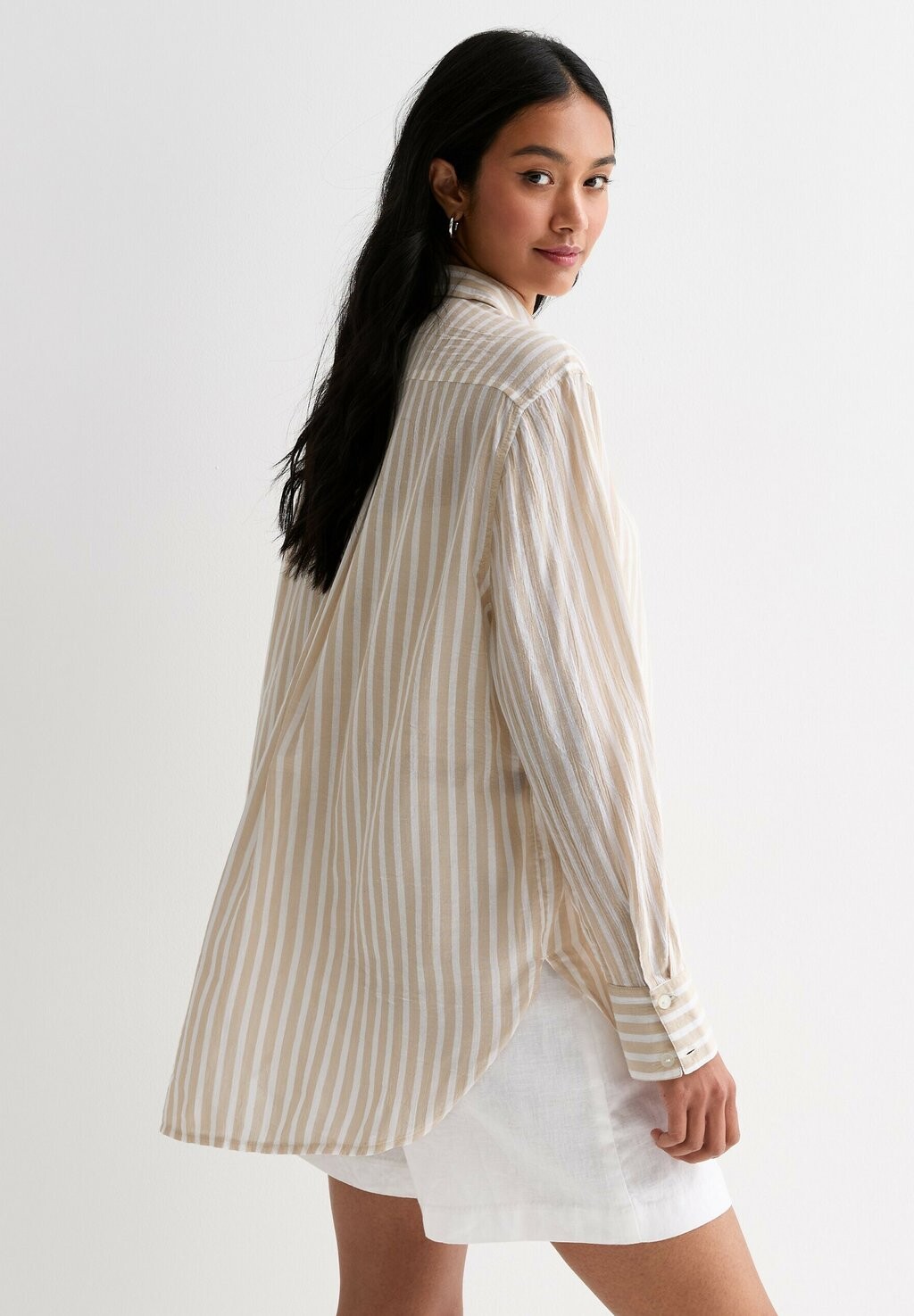 

Блузка на пуговицах STRIPE New Look, коричневый