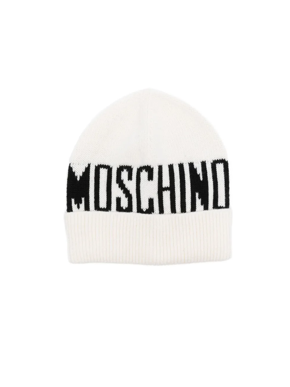 

Шапка-бини с вышитым логотипом Moschino Kids, белый