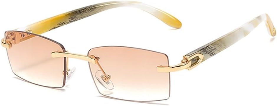 

Солнцезащитные очки без оправы, прямоугольной формы, модные, популярные для женщин и мужчин, небольшие солнцезащитные очки для женщин и мужчин, для путешествий MTZJH, Tea