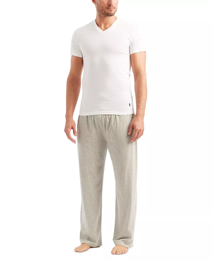 Мужские классические V-образные футболки из хлопка, 5 штук, Slim Fit Polo Ralph Lauren, белый — фото 4