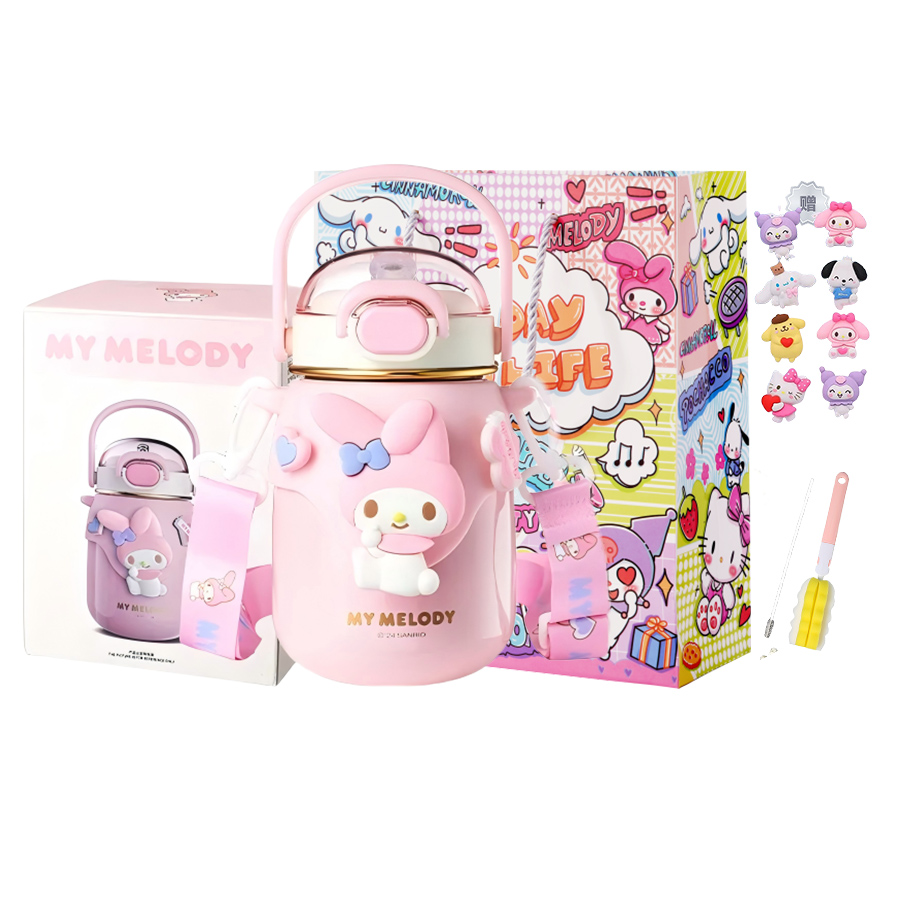 

Бутылка для воды Cinnamoroll/Kuromi/My Melody Collection Big Belly 700ML Sanrio, My Melody Doll Straw Insulated Cup+Shopping Bag (Includes Cup Brush+Straw Brush+Stickers)