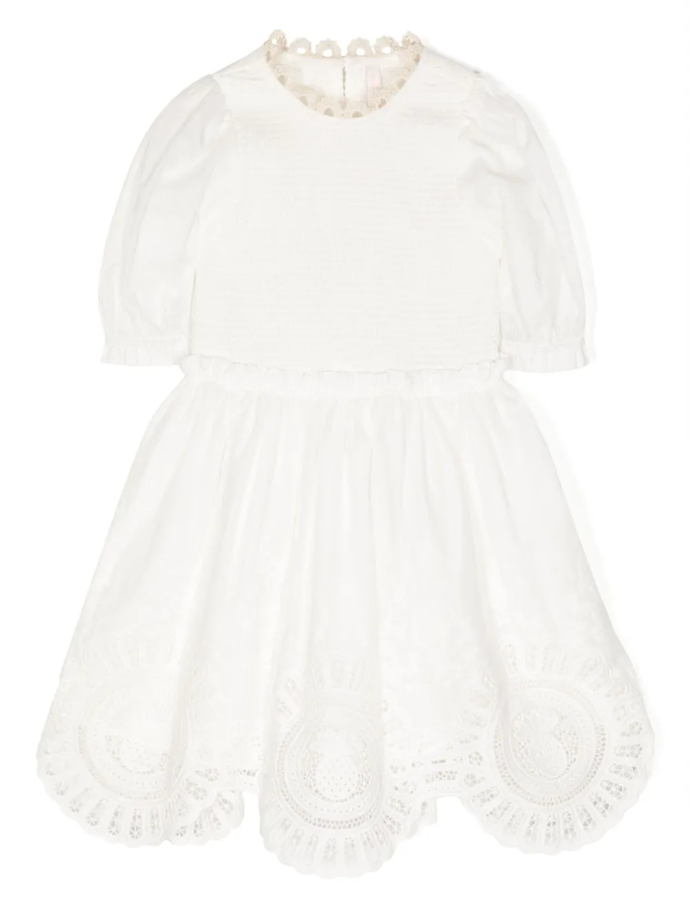 

Платье миди Halcyon с вышивкой ZIMMERMANN Kids, белый