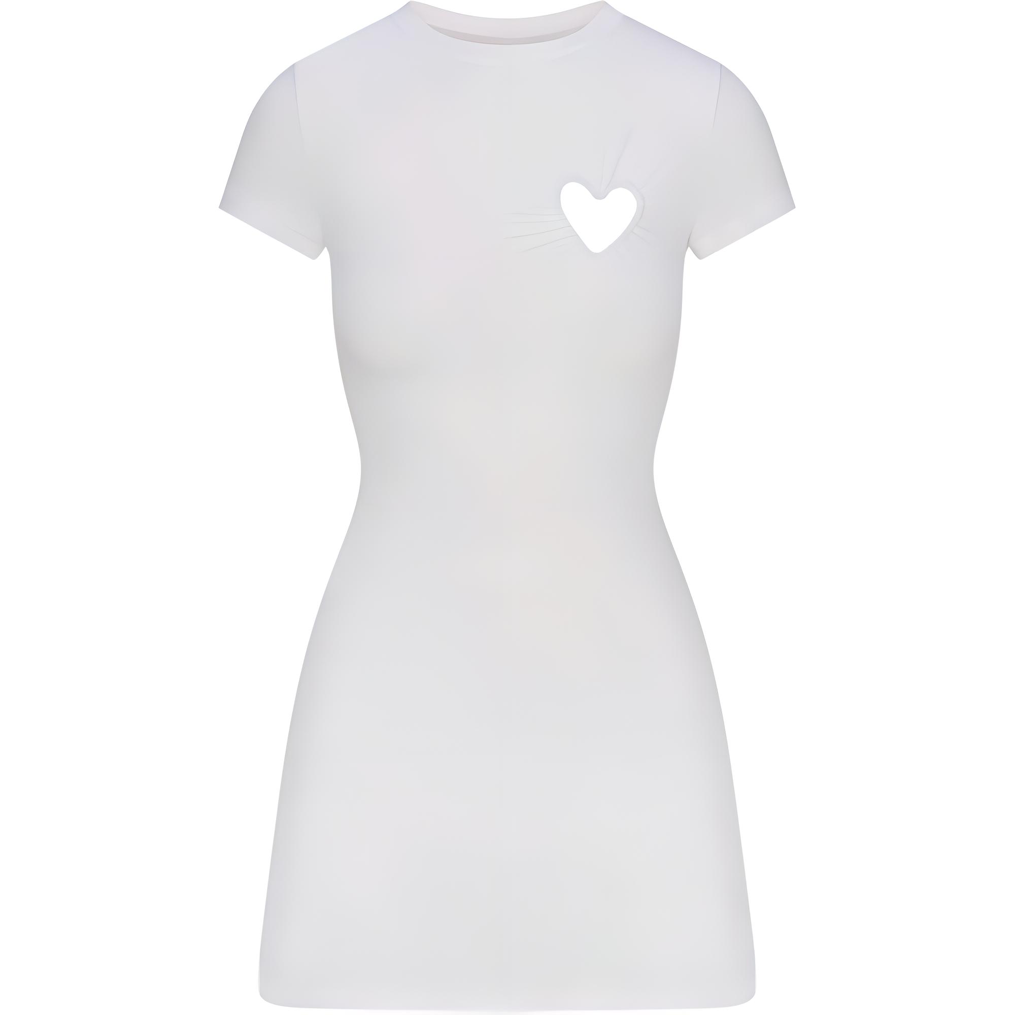 

Skims Valentine's Day Collection SS25 COTTON JERSEY HEART MINI DRESS Short-Sleeved Dresses Women's SNOW/Snow White