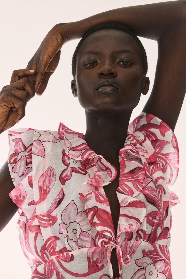 

Блузка с воланами H&M, белый