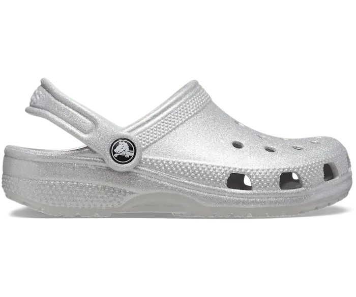 

Классические блестящие сабо Crocs детские, цвет Silver Glitter