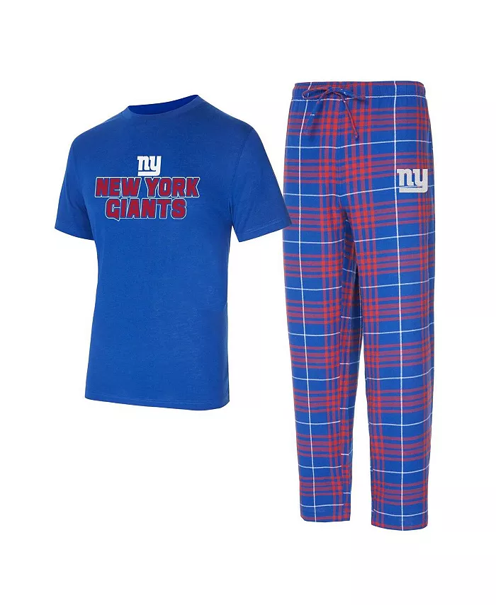 

Мужской комплект для сна New York Giants Vector: футболка и брюки-фланель в цвете Royal/Red Concepts Sport