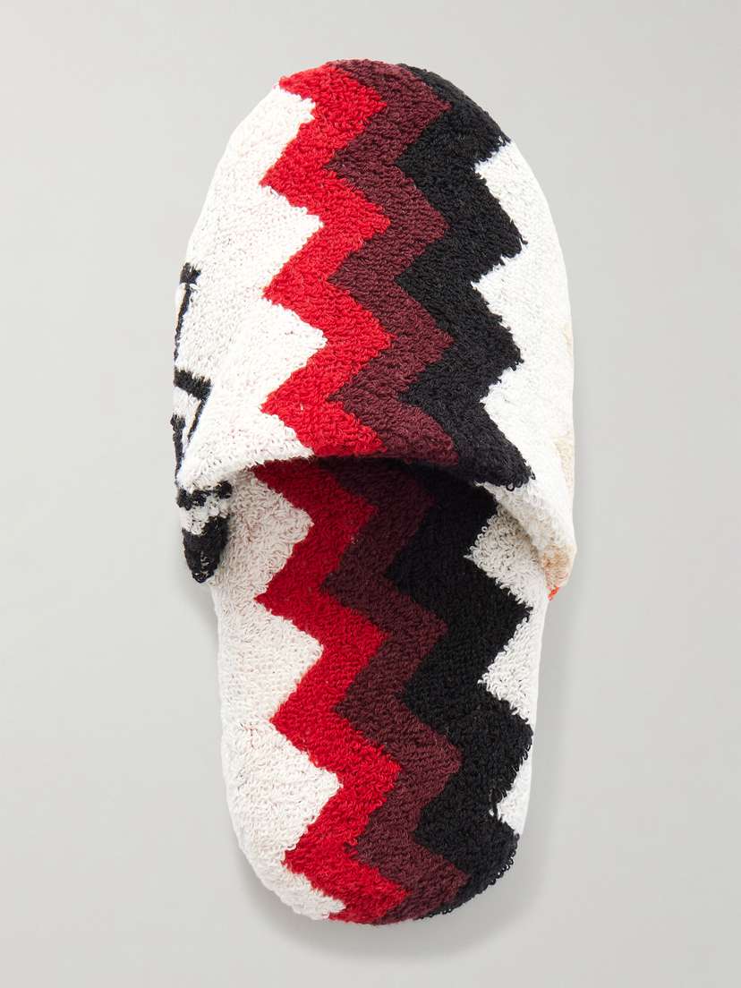 Полосатые тапочки из хлопка и махры Missoni Home, мультиколор