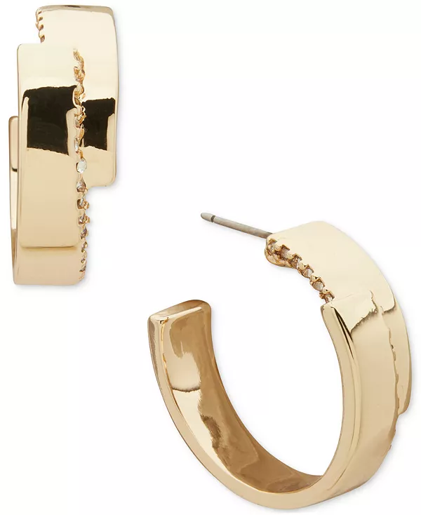 

Золотистые серьги-кольца с перекрывающимися звеньями Anne Klein, crystal